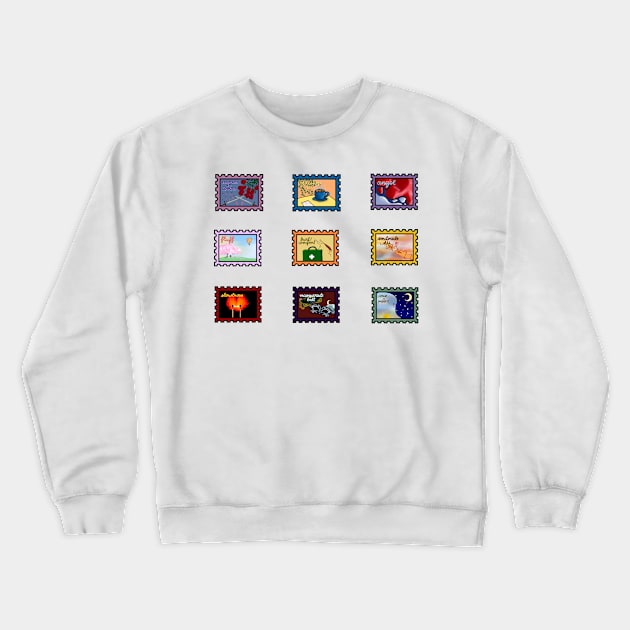 Fanfic Trope Postage Stamps Crewneck Sweatshirt by TheHermitCrab